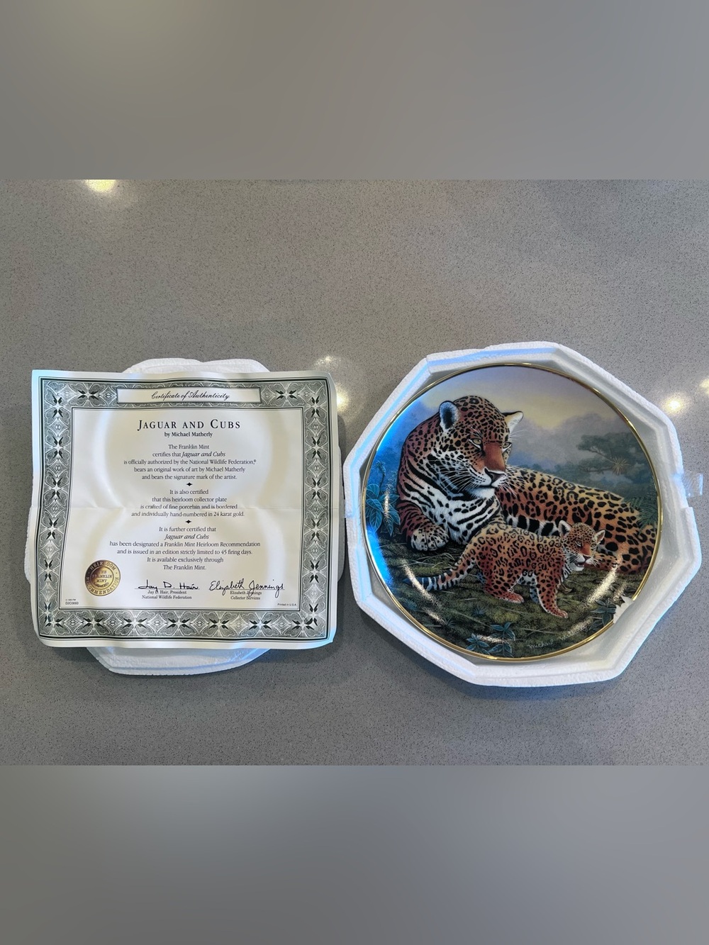 Jaguar and Cubs Collector Plate National Wildlife Federation Limited Edition